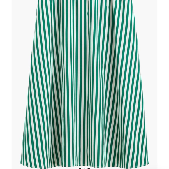 Madewell Poplin Midi Green and White Striped Skirt size L - Picture 3 of 6